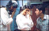 Robby Grewal, Sushmita Sen and Sushant Singh on the sets of Samay
