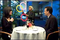 Catherine Zeta-Jones, Kumar Pallana and Tom Hanks in DreamWorks' The Terminal - 2004.