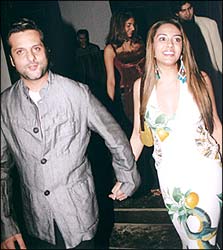Fardeen Khan and Natasha at Shaahid Amir's party