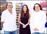 Dia Mirza with Abu Jani and Sandeep Khosla