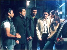 Fardeen Khan (second from left) and Koena (extreme right)