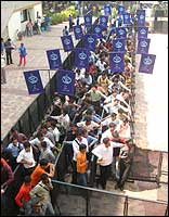 People wait in long queues to audition for Indian Idol