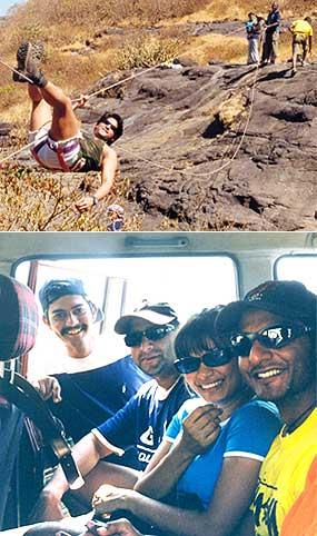 Reader Rajendra Mahajan with Arshad Warsi, Maria Goretti and Nikhil Chinappa