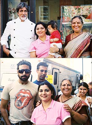 Amitabh & Abhishek Bachchan with Pallavi Pathak and her family