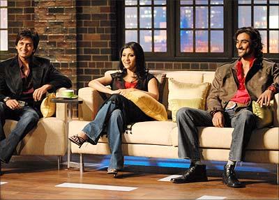 Ritesh Dehmukh, Konkona Sensharma and Kunal Kapoor on the sets of Karan Kapoor