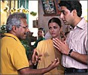 Mani Ratnam with Aishwarya Rai and Abhishek Bachchan