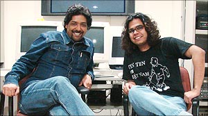 Director Raja Sen, left, with <EM>Rediff</EM>>'s Raja Sen