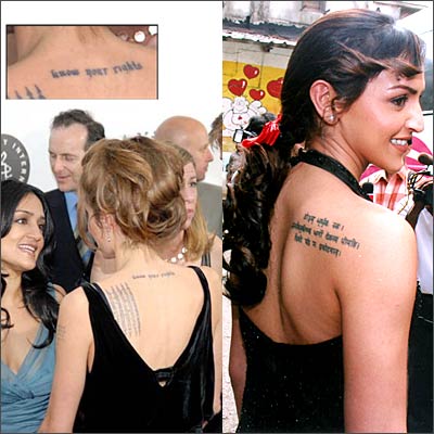 Angelina Jolie, Esha Deol and their tattoos A backless black dress isn't the 