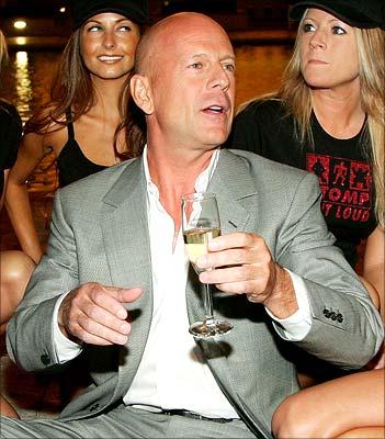 Bruce Willis, in great spirits