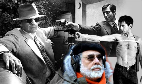 Jack Nicholson in Chinatown, Al Pacino in The Godfather, Robert De Niro in Taxi Driver with director Francis Ford Coppola (inset)
