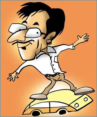 A caricature of Suridner Sahani aka Shah Rukh Khan in Rab Ne Bana Di Jodi