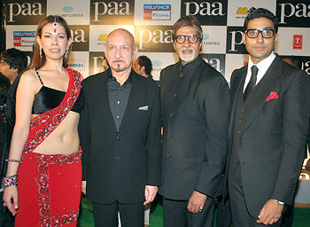Ben Kingsley's wife Daniela, Ben Kingsley, Amitabh Bachchan and Abhishek Bachchan