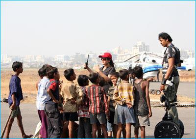 On the sets of Slumdog Millioniare