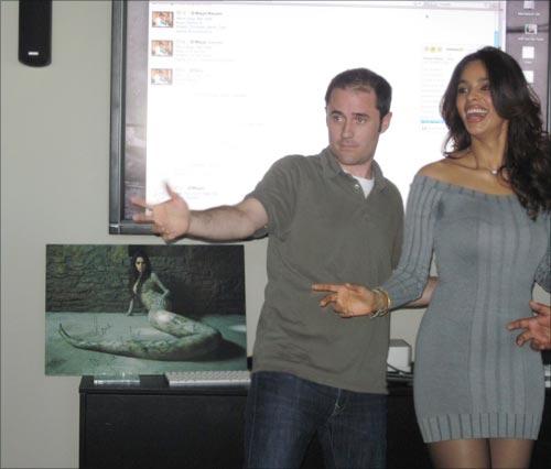 Mallika Sherawat with Twitter CEO Evan Williams