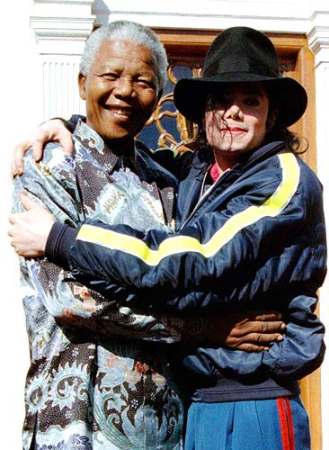 South African President Nelson Mandela and Michael Jackson