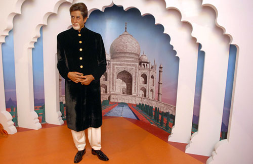 A wax figure of Amitabh Bachchan on display
