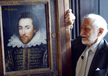 Potrait of William Shakespeare along with Stanley Wells