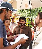 Abhishek Chaubey, Vidya Balan, Arshad Warsi, Naseeruddin Shah on the sets of Ishqiya