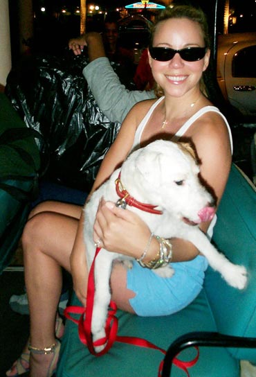 Mariah Carey is photographed with her dog