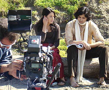 Jade Tailor and Adivi Sesh on location