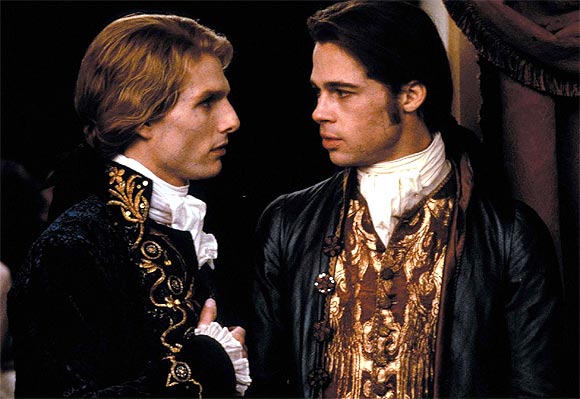 Tom Cruise with costar Brad Pitt in Interview With The Vampire