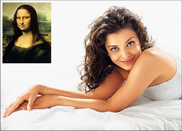 Aishwarya Rai Bachchan. Inset: The Mona Lisa
