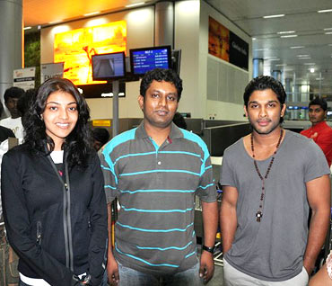 Spotted: Kajal Agarwal, Allu Arjun in Hyderabad - Rediff.com Movies