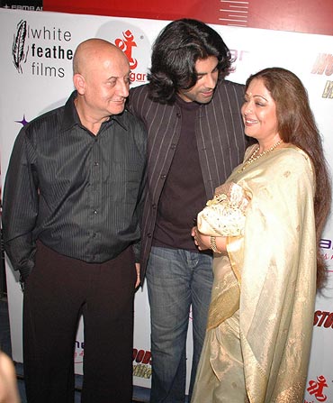 Anupam Kher with his son Sikander Kher and wife Kirron Kher