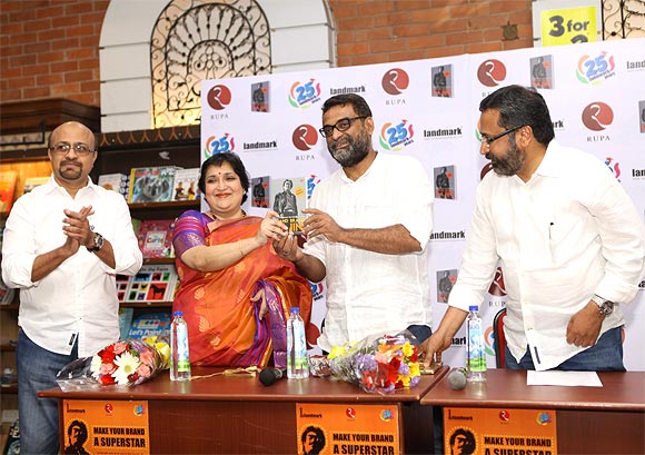 Rajinikanth's wife Lata with R Balki and the authors P C Balasubramaniam and Ram N Ramakrishnan