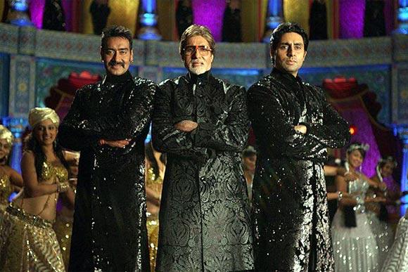 Ajay Devgn, Amitabh Bachchan and Abhishek Bachchan in Bol Bachchan