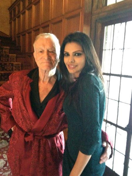 Sherlyn Chopra and Hugh Hefner