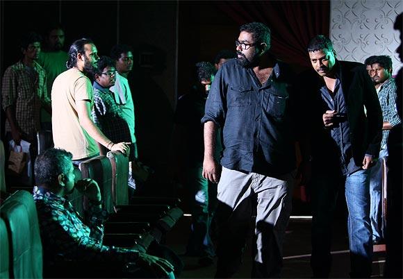 Amal Neerad with the cast and crew of Bachelor Party