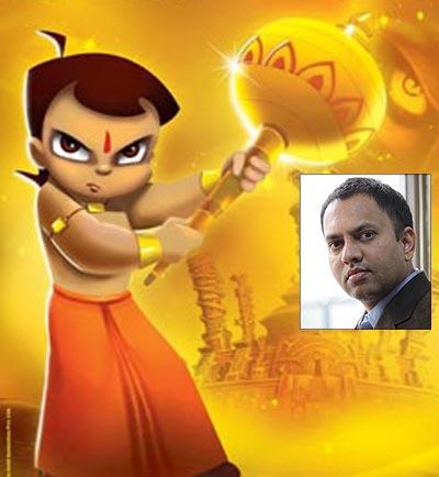 A scene from Chhota Bheem. Inset: Director Rajiv Chilaka