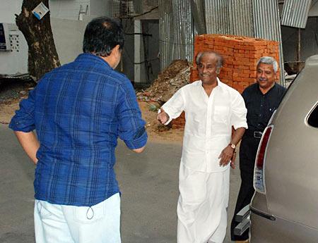 Rajinikanth arrives for the screening