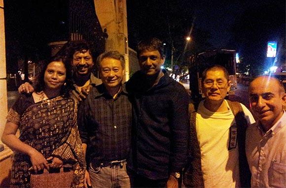 Irrfan with wife Sutapa, Ang Lee, Adil Hussain and Lee's friends