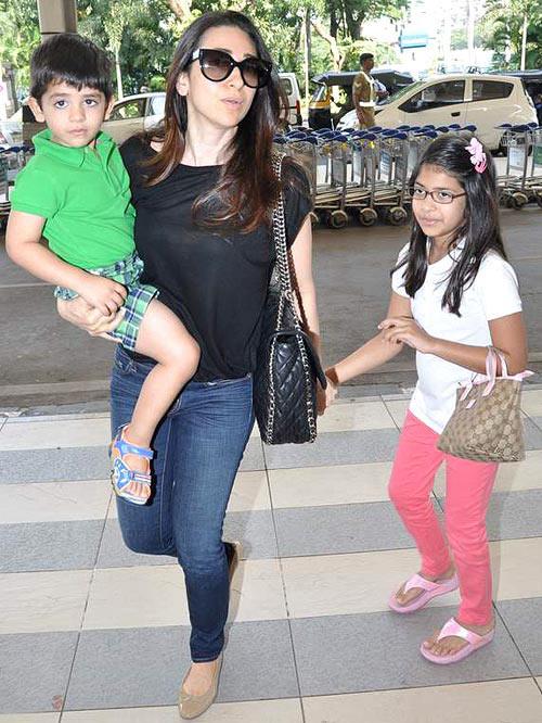 Karisma Kapoor with kids Samaira and Kiaan