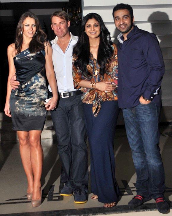 Elizabeth Hurley, Shane Warne, Shilpa Shetty and Raj Kundra