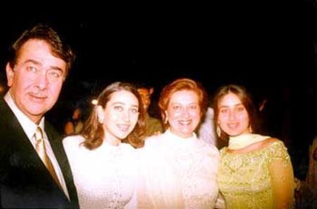 Randhir Kapoor and Babita with daughters Karisma and Kareena