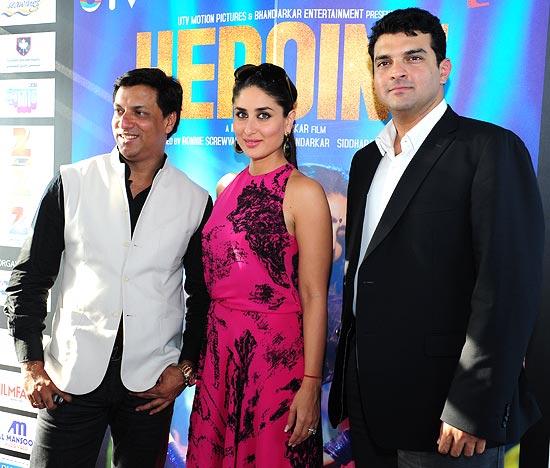 Kareena Kapoor with Madhur Bhandarkar and Siddharth Roy Kapoor