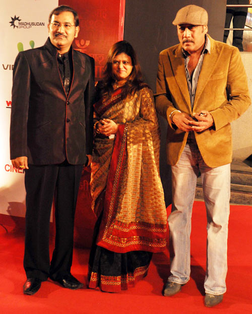 Sudesh Bhosle with wife and Jackie Shroff