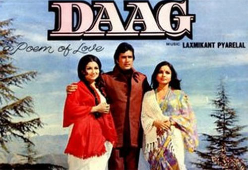 Sharmila Tagore, Rajesh Khanna and Rakhee in Daag
