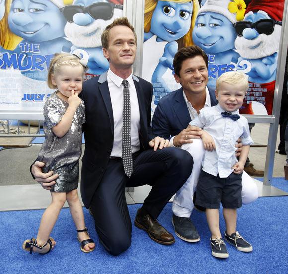 Neil Patrick Harris and David Burtka with twins Gideon Scott and Harper Grace