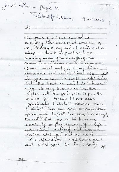 Jiah Khan's last letter