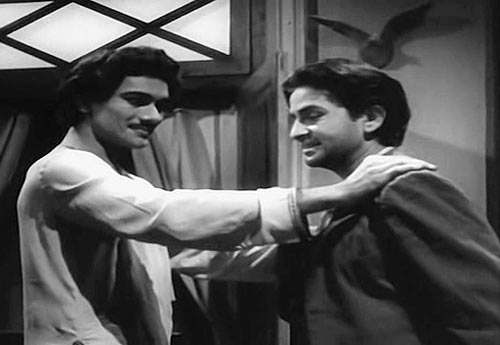 Prem Nath and Raj Kapoor in Aag