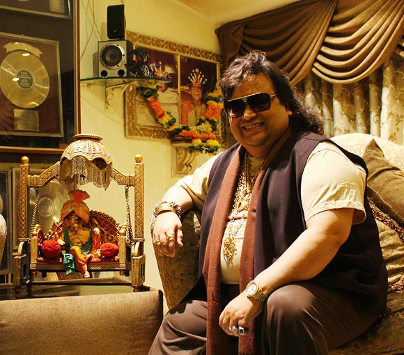 Bappi Lahiri, at his home
