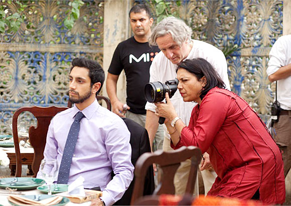 Riz Ahmed and Mira Nair on the sets of The Reluctant Fundamentalist