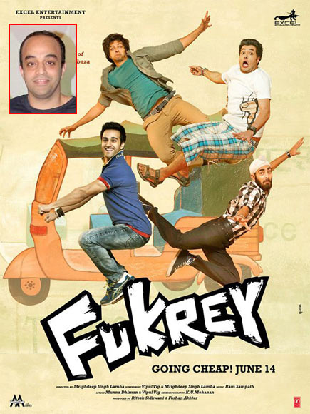 Movie poster of Fukrey. Inset: Mrigdeep Singh Lamba
