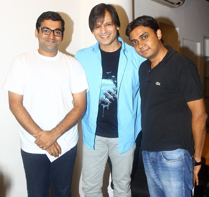Vivek Oberoi with Abhishek Mande and Sonil Dedhia