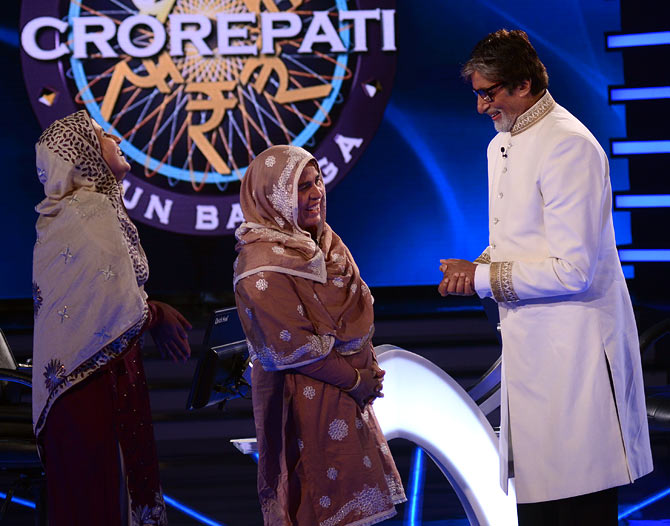 Firoz Fatma with mother Fareeda Parveen Jehan and Amitabh Bachchan.