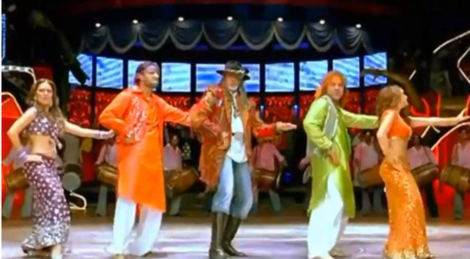 Preity Zinta, Abhishek and Amitabh Bachchan, Bobby Deol and Lara Dutta in Jhoom Barabar Jhoom